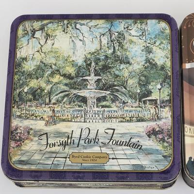 Lot of 3 Byrd Cookie Company Collectible Vintage Tins Chocolate Mint Cookies Forsyth Park Fountain Rainbow Row