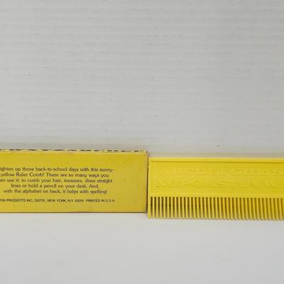 Avon School Days Ruler Comb Yellow Plastic Alphabet Back Vintage Avon Desk Comb With Original Box