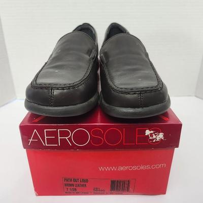Aerosoles Path Out Loud Brown Leather Slip On Loafers Womens Size 7 1/2 B With Box