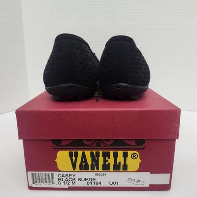Vaneli Casey Black Suede Perforated Slip On Loafers Womens Size 6 1/2 M With Box