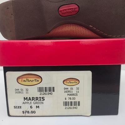 Talbots Marris Apple Green Leather Loafers Womens Size 6 M Slip On Shoes With Box