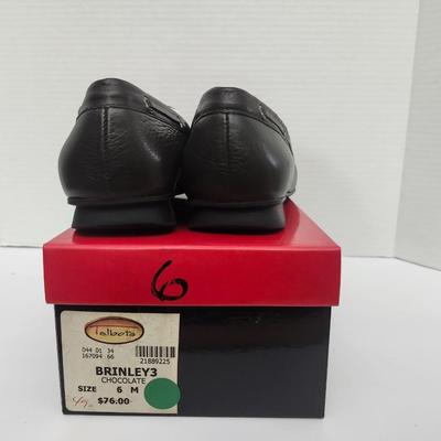 Talbots Brinley 3 Chocolate Brown Leather Loafers Women Size 6M Classic Slip On Shoes With Box