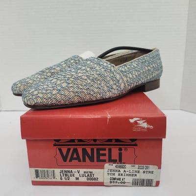 Vaneli Jenna V Blue Lulast Woven Skimmer Flats Women Size 6.5M Slip On Shoes With Box