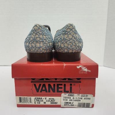 Vaneli Jenna V Blue Lulast Woven Skimmer Flats Women Size 6.5M Slip On Shoes With Box