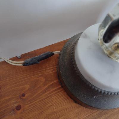 Vintage Pot Metal Cherub Post Table Lamp with Teardrop Crystal Accents