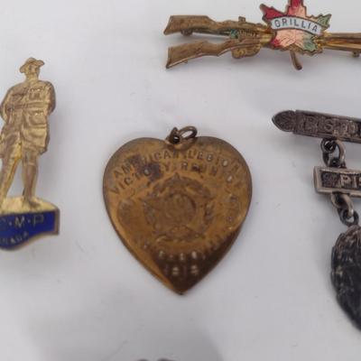 Collection of Vintage Union Worker's Pins and Military