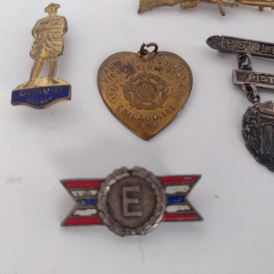 Collection of Vintage Union Worker's Pins and Military
