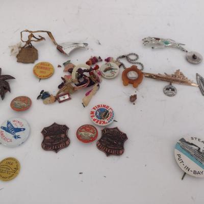 Collection of Vintage Union Worker's Pins and Military