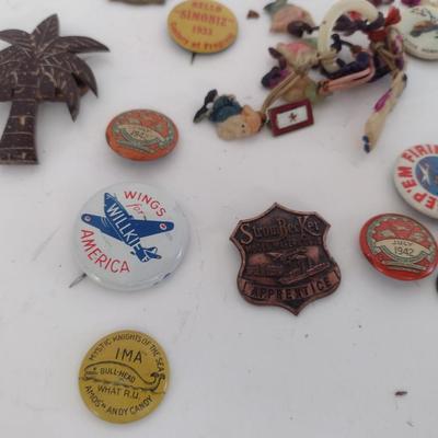 Collection of Vintage Union Worker's Pins and Military