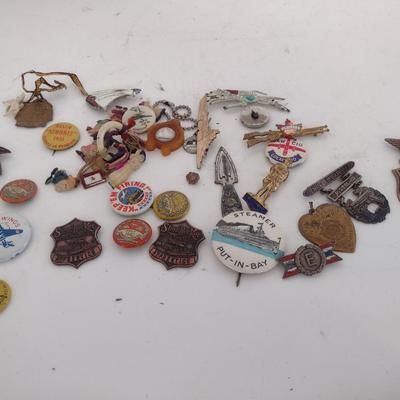 Collection of Vintage Union Worker's Pins and Military