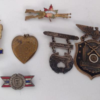 Collection of Vintage Union Worker's Pins and Military