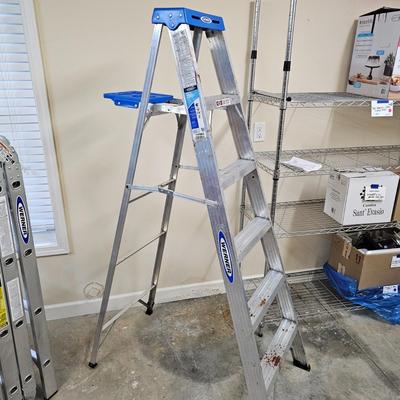 Pair of Werner Aluminum Step/Extension Ladders (G1-JS)