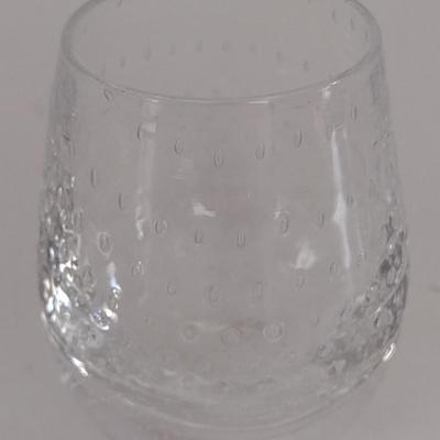 Glass Decanter with Six High Ball Tumblers Strawberry Seed Design