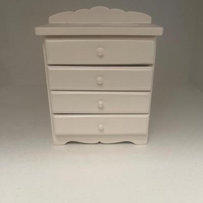 White wooden dollhouse dresser