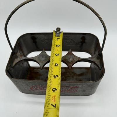 Vintage Galvanized Coca-Cola 6-Bottle Carrier w/ Handle – Original Patina