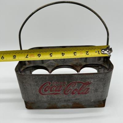 Vintage Galvanized Coca-Cola 6-Bottle Carrier w/ Handle – Original Patina