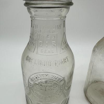 Pair of Antique Glass Oil Bottles w/ Original Pour Spouts