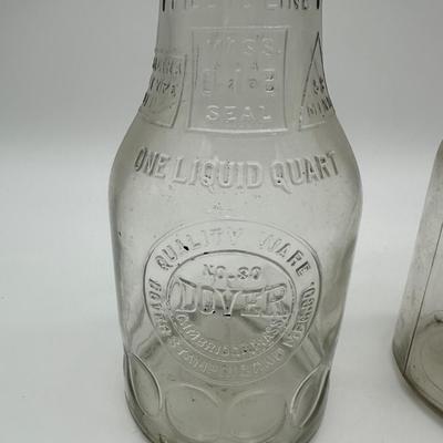 Pair of Antique Glass Oil Bottles w/ Original Pour Spouts