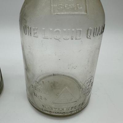 Pair of Antique Glass Oil Bottles w/ Original Pour Spouts