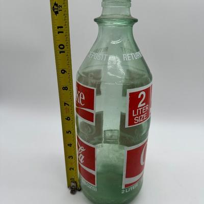 Vintage Green Glass Coca-Cola 2-Liter Bottle