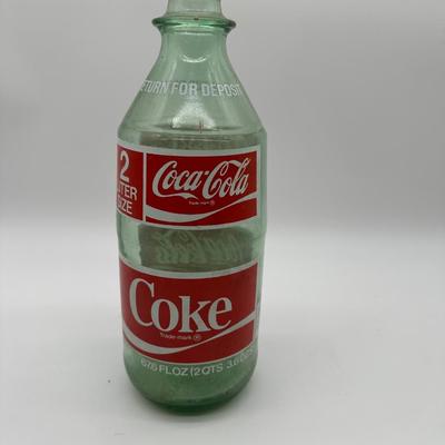 Vintage Green Glass Coca-Cola 2-Liter Bottle