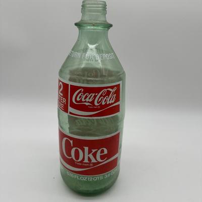 Vintage Green Glass Coca-Cola 2-Liter Bottle