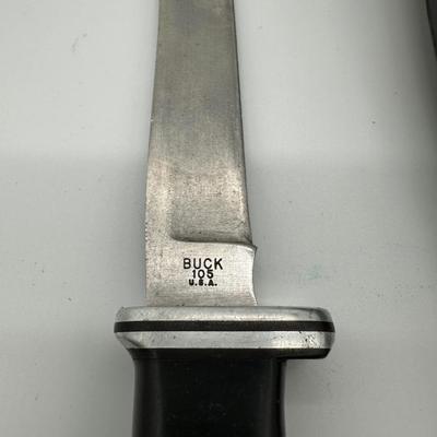 Buck 105 Pathfinder Fixed Blade Hunting Knife – USA – Original Leather Sheath