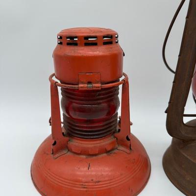 Vintage Railroad Lantern Pair – Union Pacific Railroad Salt Lake City & Dietz Syracuse NY