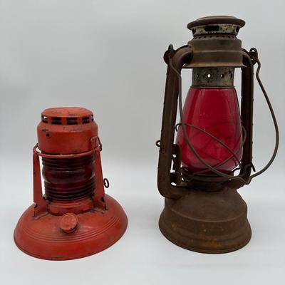 Vintage Railroad Lantern Pair – Union Pacific Railroad Salt Lake City & Dietz Syracuse NY