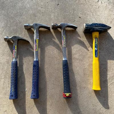 Lot of 4 Estwing Hammers – 16 oz & 22 oz Framing Hammers + 4 lb Blacksmith Hammer