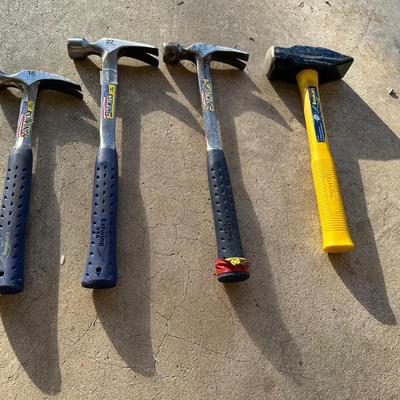 Lot of 4 Estwing Hammers – 16 oz & 22 oz Framing Hammers + 4 lb Blacksmith Hammer