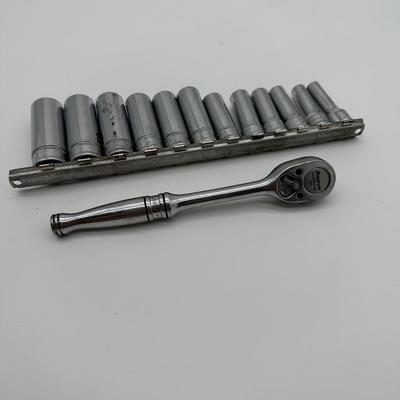 Snap-on 3/8” Drive Metric Deep Socket Set w/ Ratchet – USA Made (Kenosha, WI)