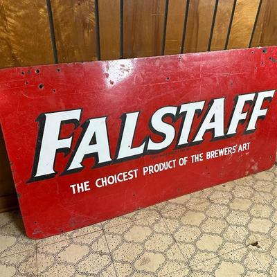 Vintage Falstaff Beer Metal Advertising Sign – Large Original Brewery Sign