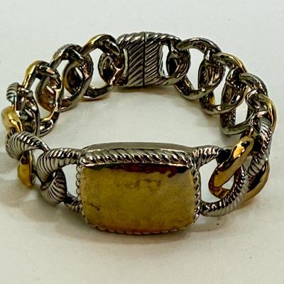 Sale Photo Thumbnail #182: In good used condition. Similar to a Brighton two-tone weave chain ID bracelet.