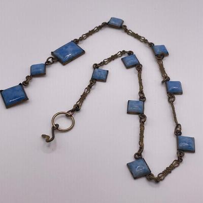 1920s art deco Czech blue glass & brass