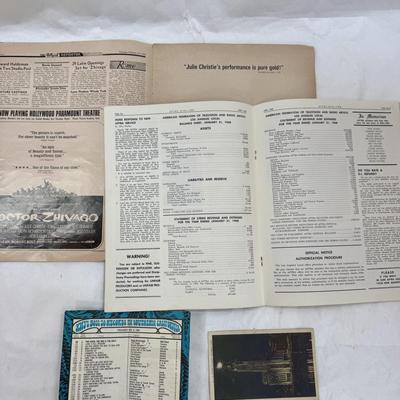 Sale Photo Thumbnail #244: In good vintage condition.
The image displays a collection of vintage entertainment industry memorabilia, including: 
A copy of The Hollywood Reporter newspaper from February 10, 1966, with headlines like "CBS MANAGEMENT IS REALIGNED" and "Paramount Stock