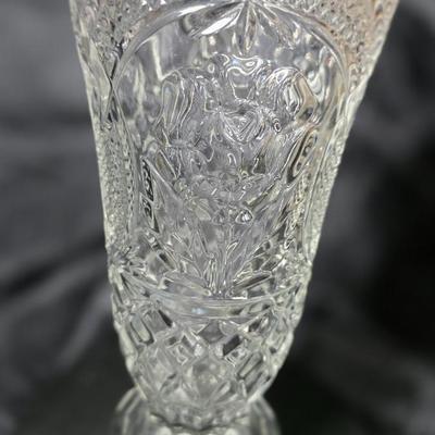 Bohemian Czech Leaded Cut Crystal Scalloped Rim Vase