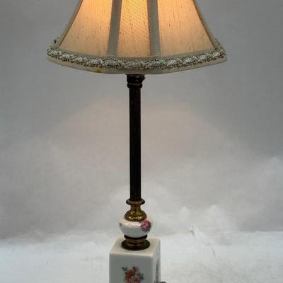 Sale Photo Thumbnail #237: Lamp Base is In good condition, but the shade has a burn spot. The shade should not be used with this type of bulb in the lamp. Buyer should get bulb that does not [produce heat if they want to use the shade.