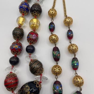 2 Murano glass bead necklaces