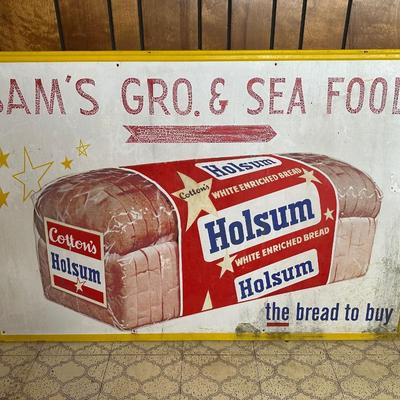 Vintage Holsum Bread Metal Advertising Sign – Sam’s Gro. & Sea Food