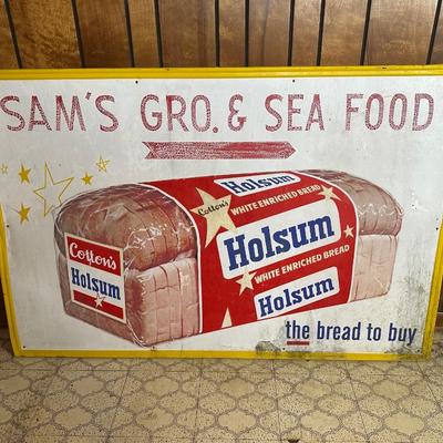 Vintage Holsum Bread Metal Advertising Sign – Sam’s Gro. & Sea Food