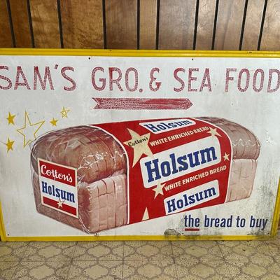 Vintage Holsum Bread Metal Advertising Sign – Sam’s Gro. & Sea Food