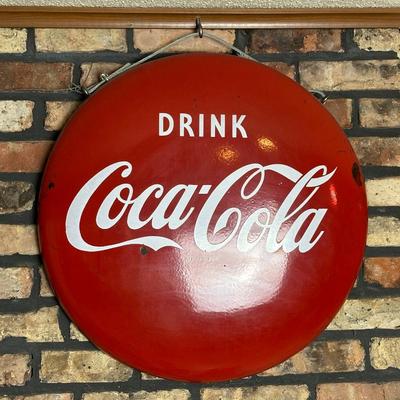 Vintage Coca-Cola Round Button Sign – Drink Coca-Cola