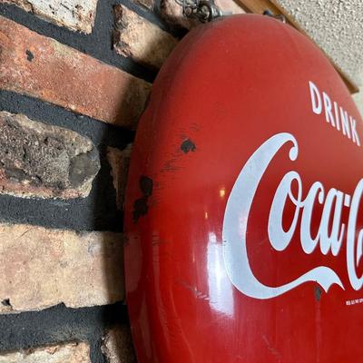 Vintage Coca-Cola Round Button Sign – Drink Coca-Cola