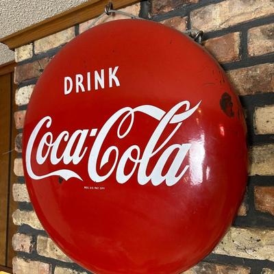Vintage Coca-Cola Round Button Sign – Drink Coca-Cola