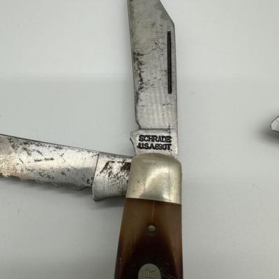 Vintage Schrade Old Timer Folding Pocket Knives – Lot of 3 – USA Made