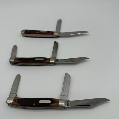 Vintage Schrade Old Timer Folding Pocket Knives – Lot of 3 – USA Made