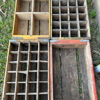 Lot of 4 Vintage Coca-Cola Wooden Soda Crates