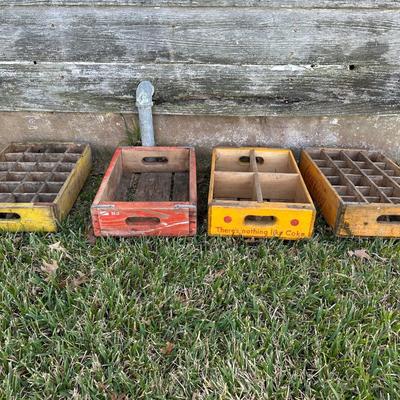 Lot of 4 Vintage Coca-Cola Wooden Soda Crates