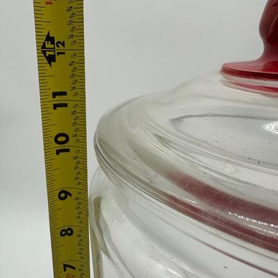 Vintage Tom’s Peanut Butter Sandwiches Glass Display Jar w/ Red Lid